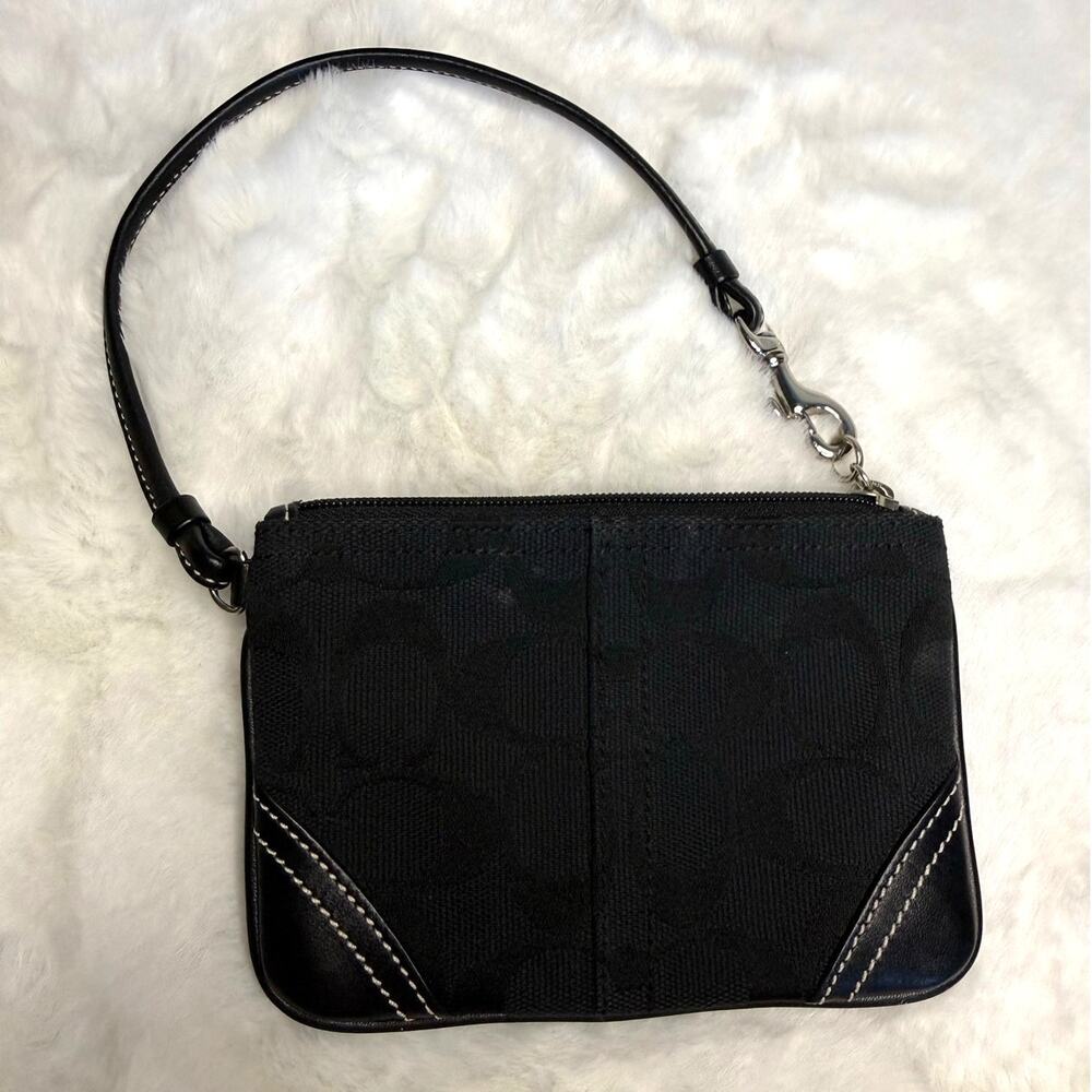 y2k COACH Black Signature Canvas Wristlet